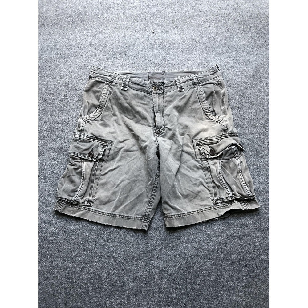 Cargo Shorts Mens 38 Gray Cotton Multi Pocket Utility Casual 10 Inseam
